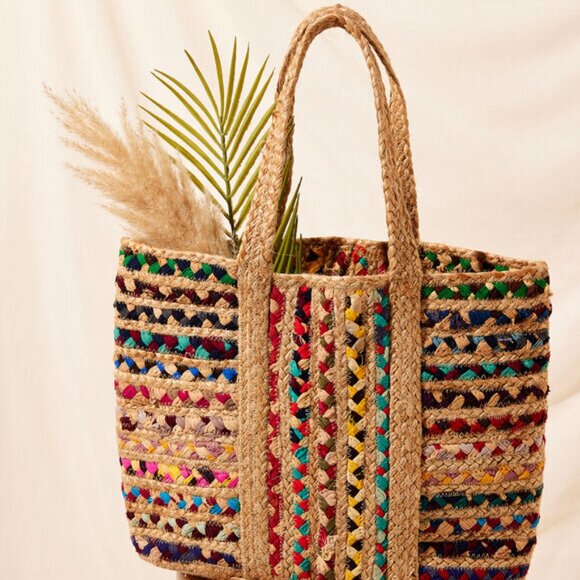 BRAND NEW  Indian Jute Bag Ethnic Handmade colorful Women Hand Bag Jute Purse - Picture 2 of 5